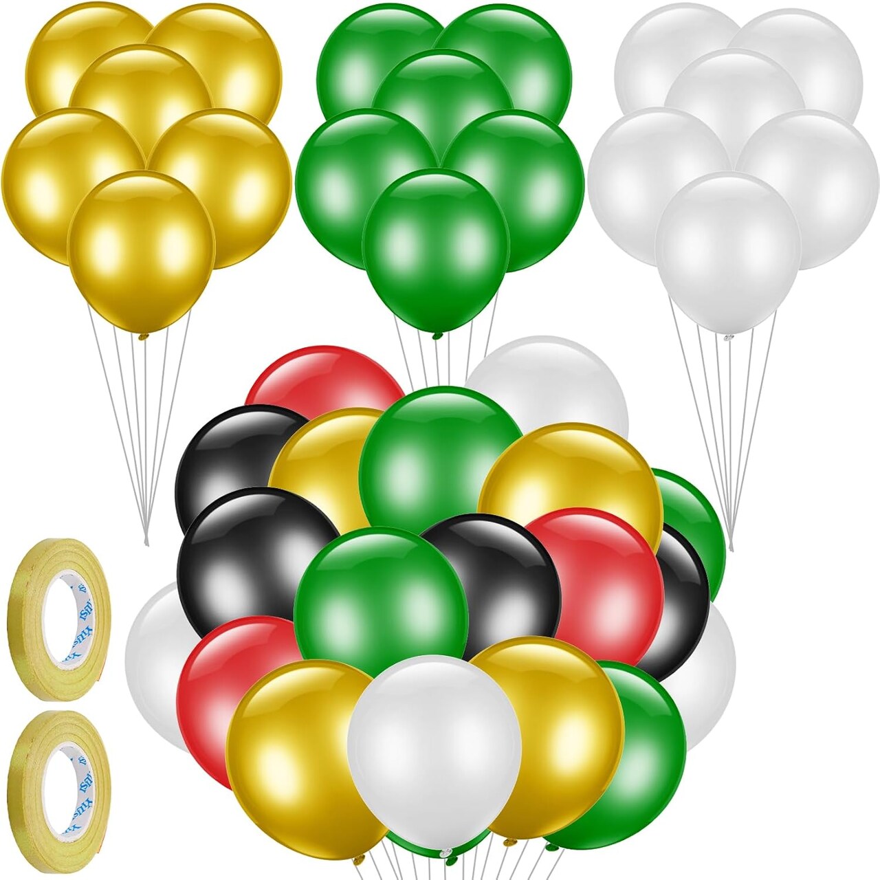 60 Pcs 12 Inch Confetti Balloon Latex Balloons with Ribbon for Birthday Wedding Party Baby Shower Decoration Supplies(Red, Yellow, Green, Black, White)